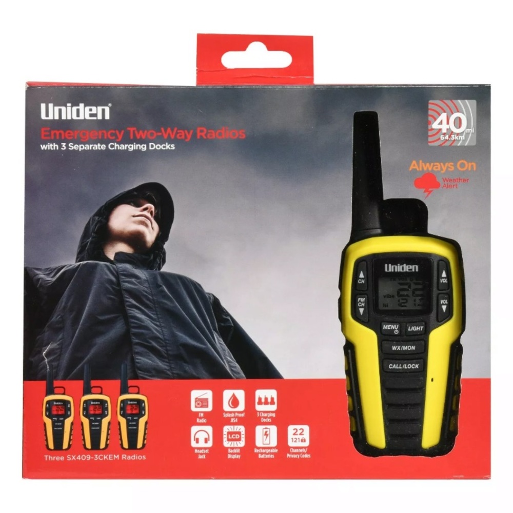 Uniden two way emergency radios three pack 40 mile